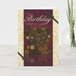 Carte d'anniversaire de belle-soeur - chocolats