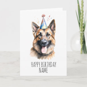 Carte d'anniversaire de berger allemand Watercolor
