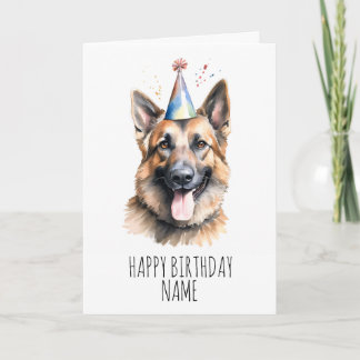 Carte d'anniversaire de berger allemand Watercolor