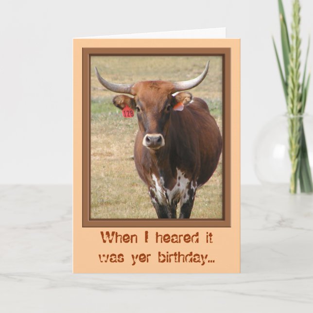 carte d'anniversaire de boeuf de Long-klaxon (Devant)