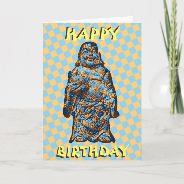 Carte d'anniversaire de Bouddha de rire psychédéli (Devant)