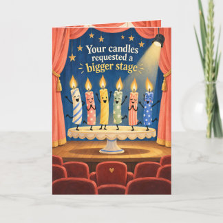 Carte d'anniversaire de bougies de théâtre amusant