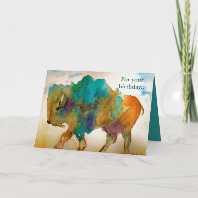 Carte d'anniversaire de Buffalo Abstraite (Devant)