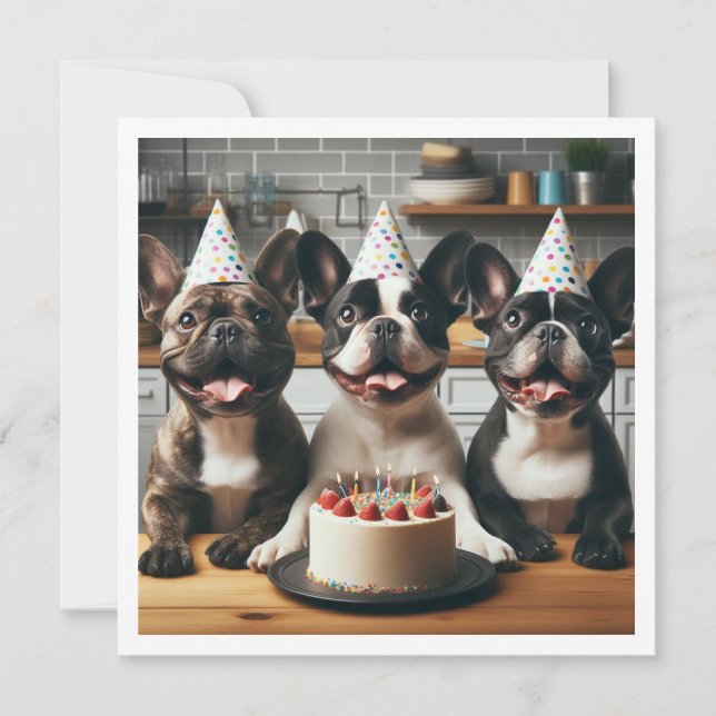 Carte d'anniversaire de bulldog française (Devant)