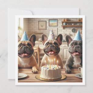 Carte d'anniversaire de bulldog française