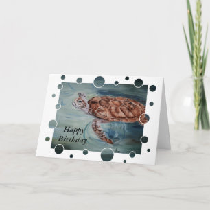 Carte d'anniversaire de bulles de tortue de mer