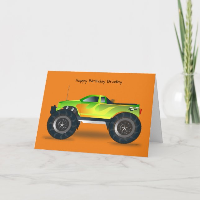 Carte d'anniversaire de camionnette Green Monster (Devant)