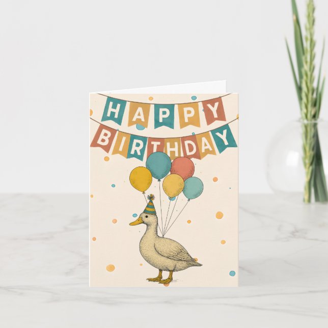 Carte d'anniversaire de canard - animal de Whimsic (Devant)