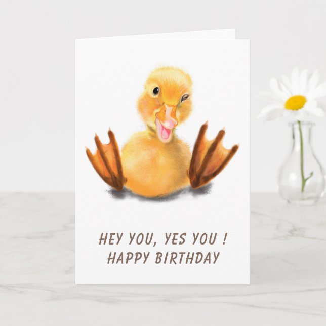 Carte d'anniversaire de canard drôle (Petite plante)