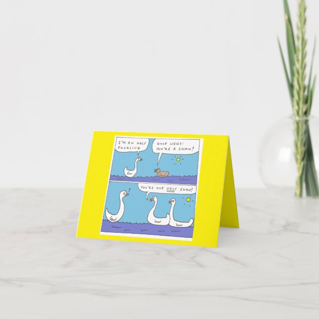 Carte d'anniversaire de canard moche (Devant)