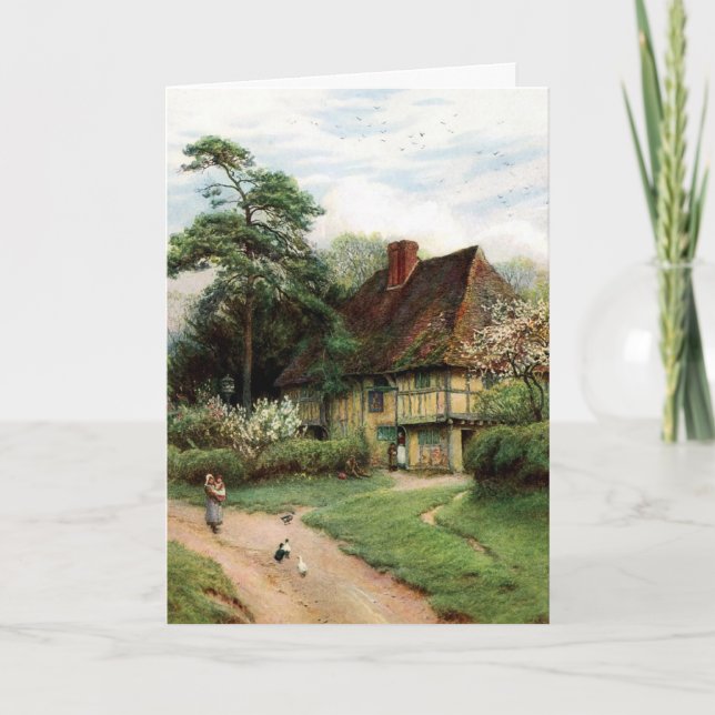 Carte d'anniversaire de chalet pittoresque (Devant)