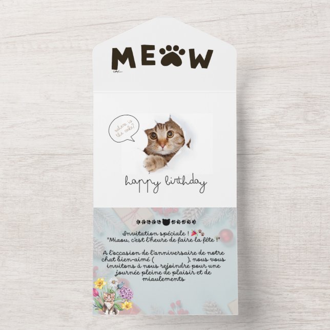 Carte d'Anniversaire de Chat Amusant Gratuite (À l'intérieur)