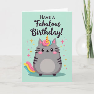 Carte d'anniversaire de chat cornu