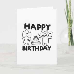 Carte d'anniversaire de chat et de chien