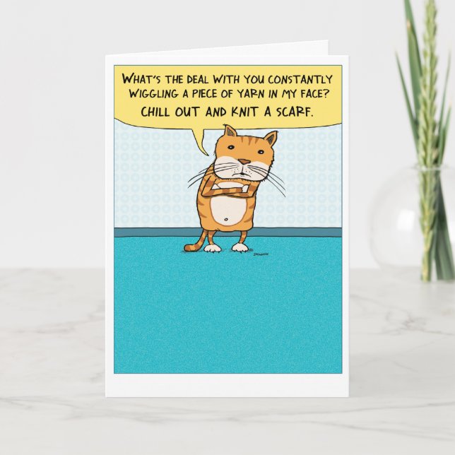 Carte d'anniversaire de chat joli et amusant (Devant)