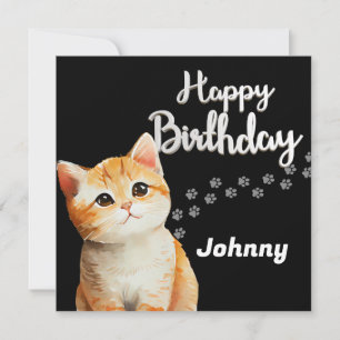Carte d'anniversaire de chat mignonne