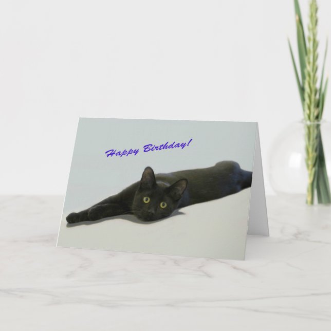 Carte d'anniversaire de chat noir par point pour u (Devant)