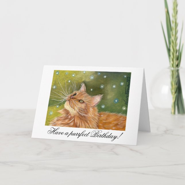 Carte d'anniversaire de chat roux (Devant)