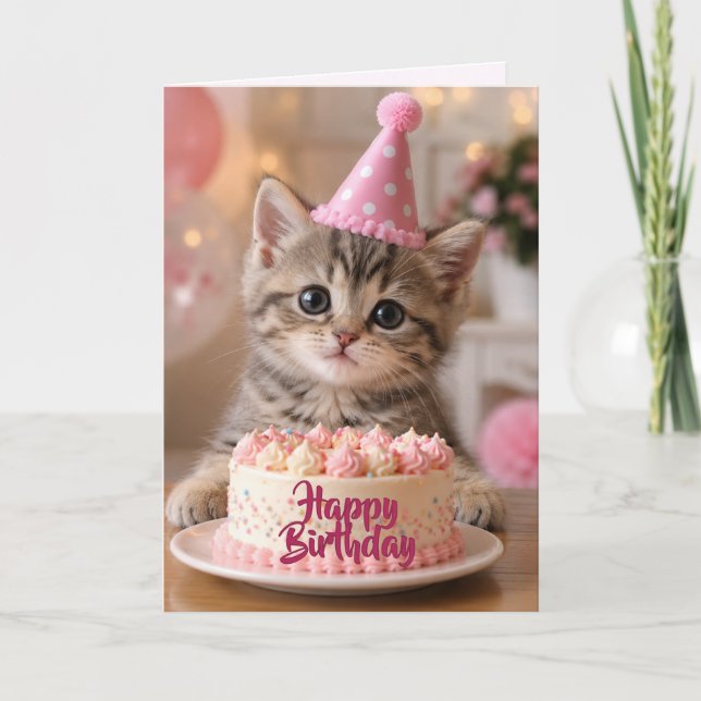 Carte d'anniversaire de chaton d'anniversaire (Devant)