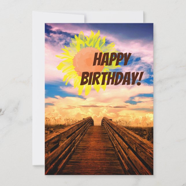 Carte d'anniversaire de chemin de plage (Devant)