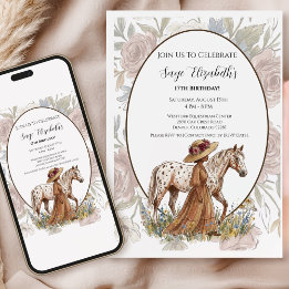 Carte d'anniversaire de cheval Appaloosa florale p