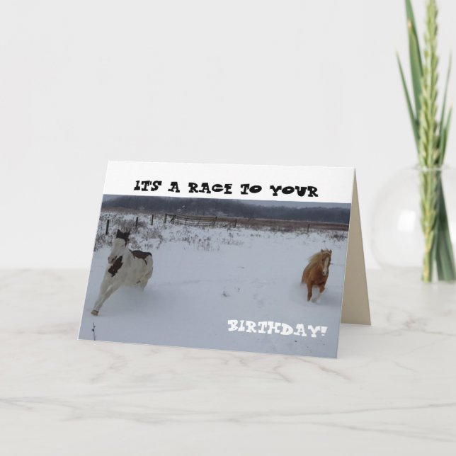 Carte d'anniversaire de cheval avec l'avoine ? (Devant)