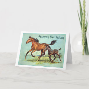 Carte d'anniversaire de cheval et de poulain