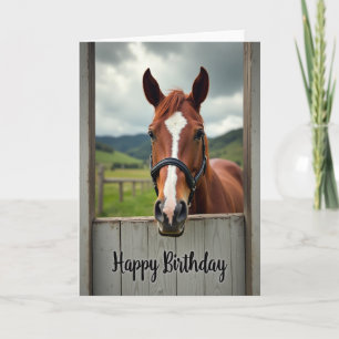 Carte d'anniversaire de cheval rustique