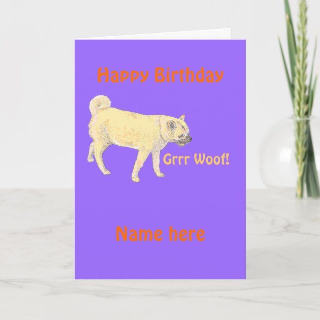 Carte d'anniversaire de chien ajouter le nom front (Devant)