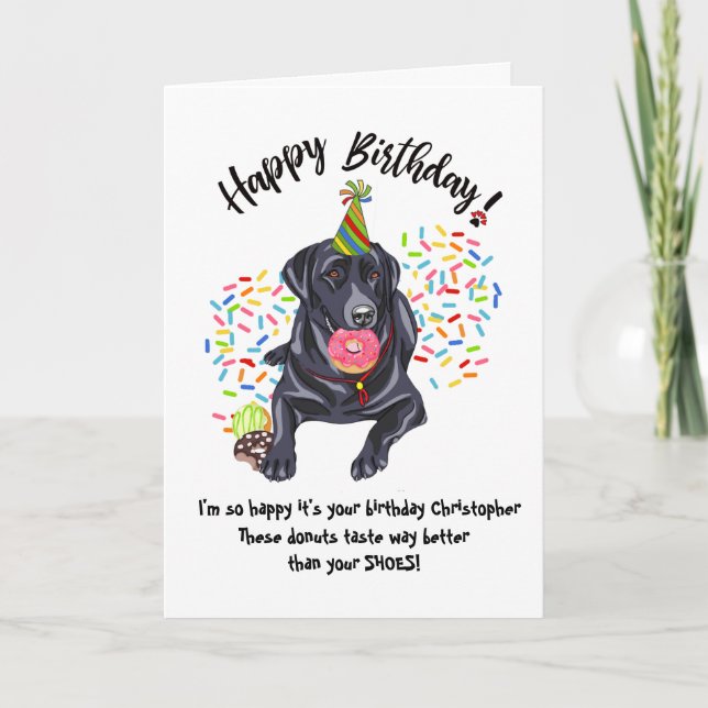 Carte d'anniversaire de Chien du Labrador noir Don (Devant)
