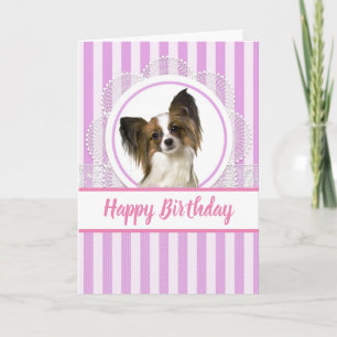 Carte d'anniversaire de chien Papillon mignon / In
