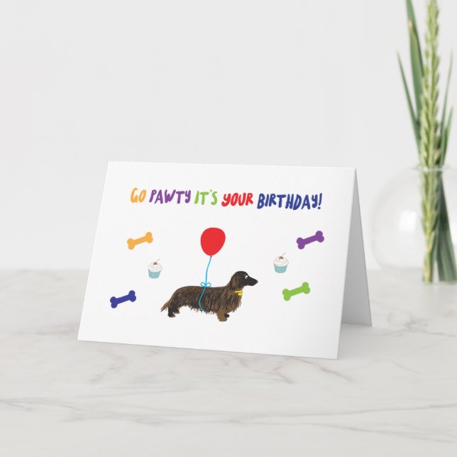 Carte d'anniversaire de Chien Pawty (Devant)