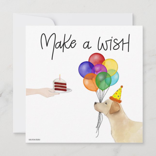 Carte d'anniversaire de chien peinte à la main (Devant)