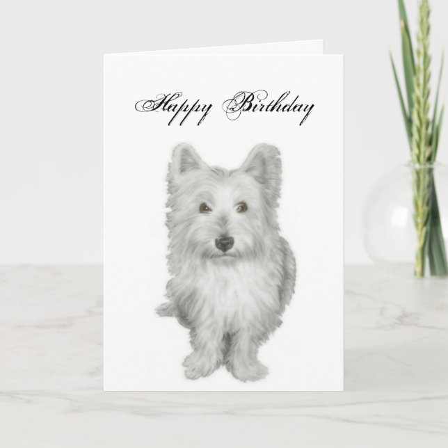 Carte d'anniversaire de chien Westie avec verset (Devant)
