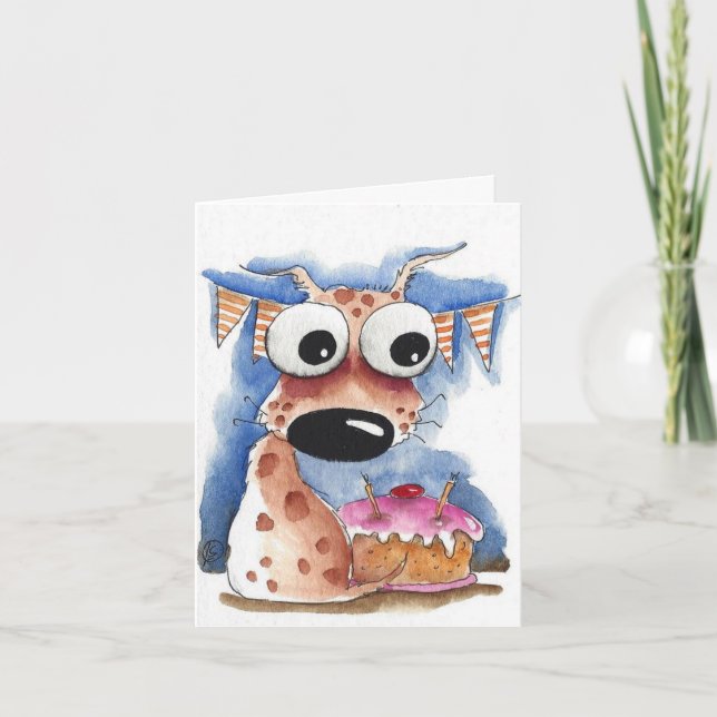 Carte d'anniversaire de chien Whimsical (Devant)