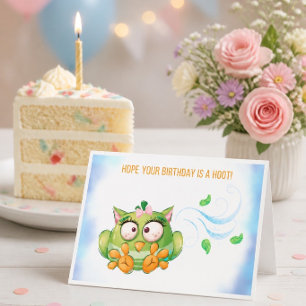 Carte d'anniversaire de chouette colorée drôle