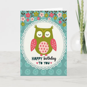 Carte d'anniversaire de chouette fantaisiste