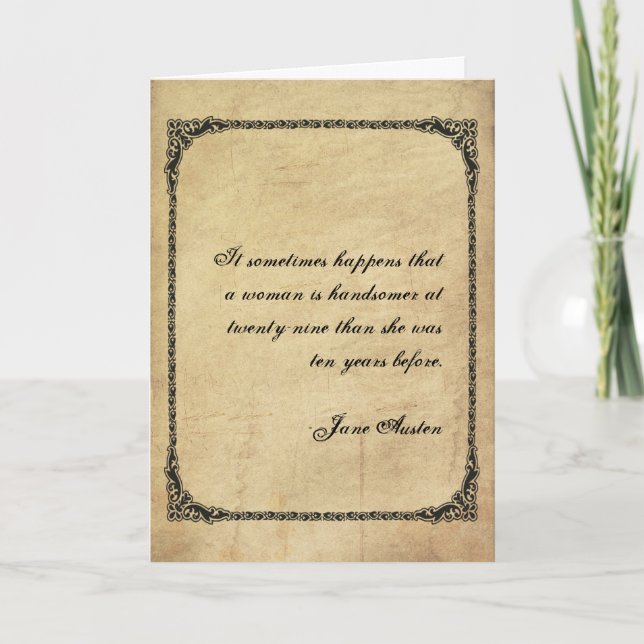 Carte d'anniversaire de citation de Jane Austen (Devant)