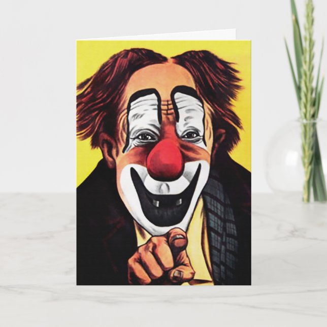Carte d'anniversaire de clown vintage (Devant)