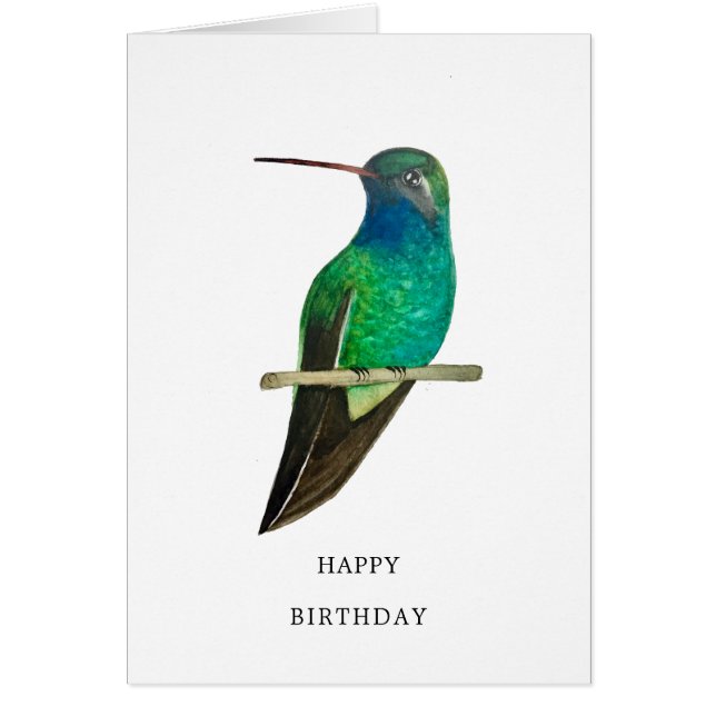 Carte d'anniversaire de colibri à bec large (Devant)