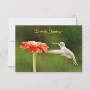 Carte d'anniversaire de colibri et de fleurs