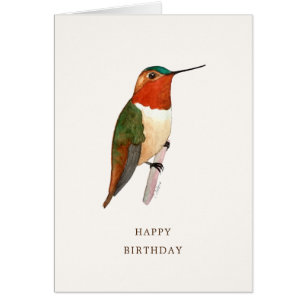 Carte d'anniversaire de colibri roux