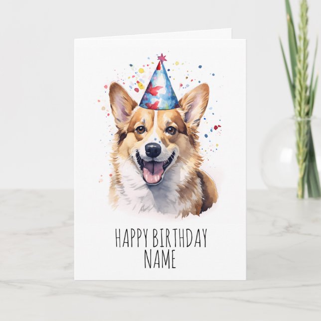 Carte d'anniversaire de Corgi aquarelle (Devant)