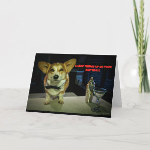 Carte d'anniversaire de corgi barman