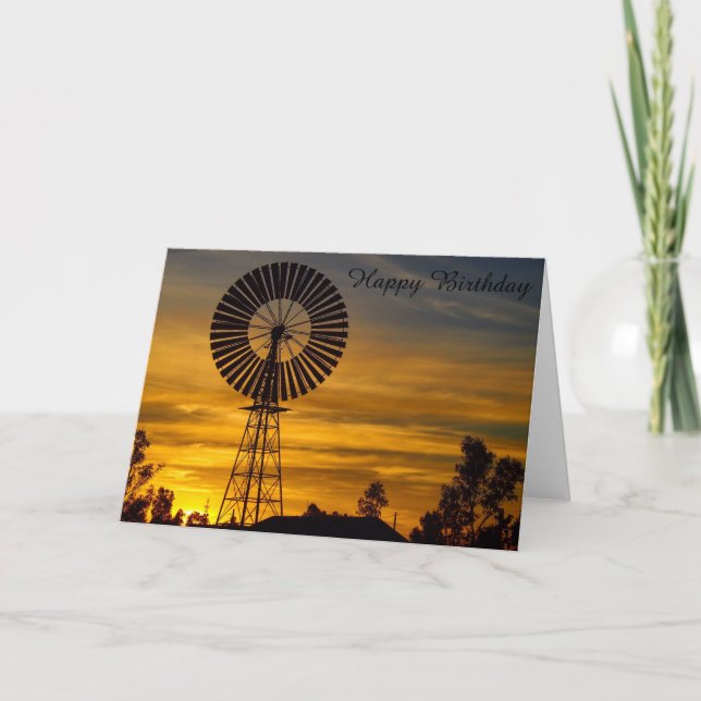 Carte d'anniversaire de coucher du soleil de (Devant)
