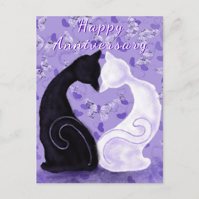 Carte d'anniversaire de couple avec chat Amour mag (Devant)