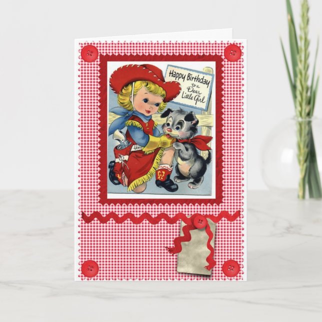CARTE D'ANNIVERSAIRE DE COWGIRL DES ANNÉES 1950 (Devant)