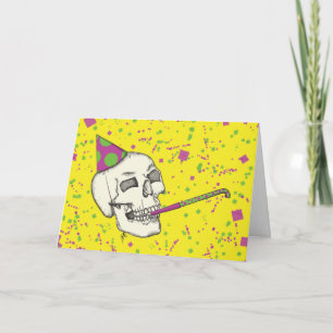 Carte d'anniversaire de crâne coloré amusant