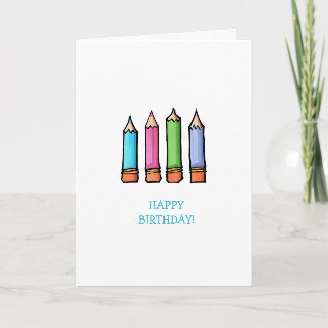 Carte d'anniversaire de crayons colorés (Devant)