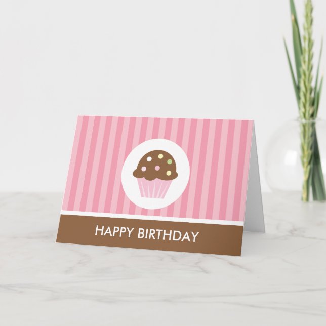Carte d'anniversaire de Cupcake rose (Devant)